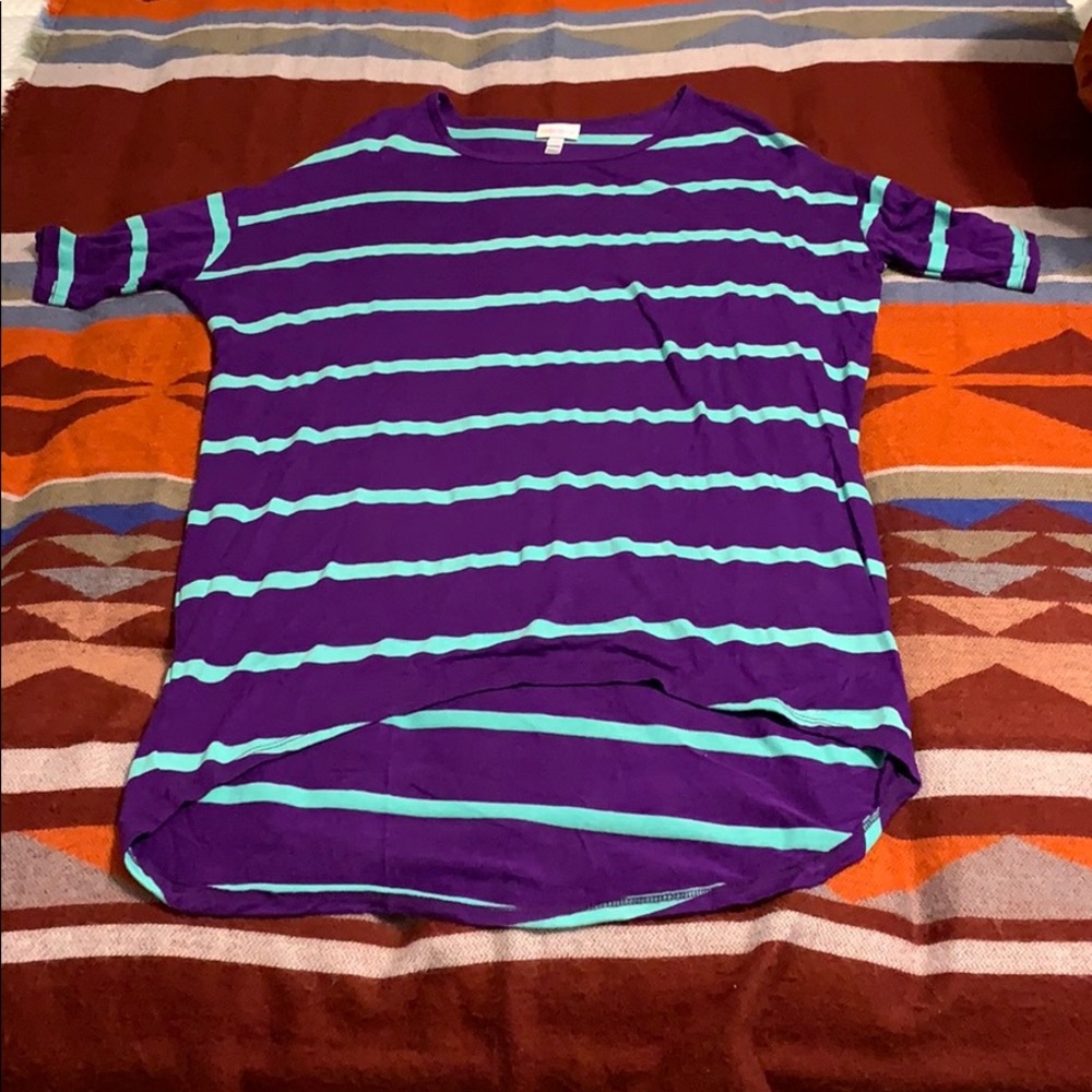 LuLaRoe Purple/Teal Striped Shirt